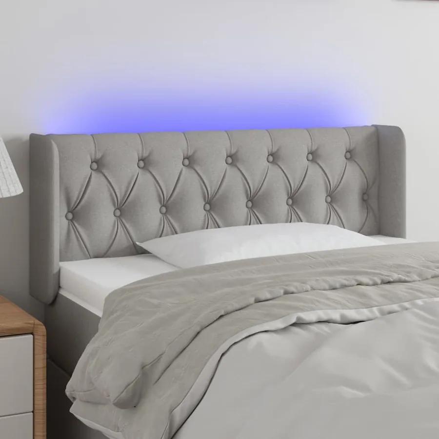 Tête de lit à LED Gris clair 103x16x78/88 cm Tissu