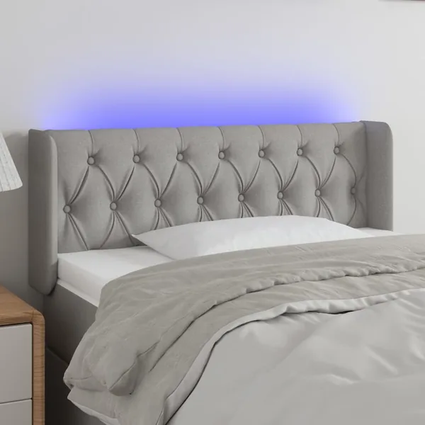 Tête de lit à LED Gris clair 103x16x78/88 cm Tissu