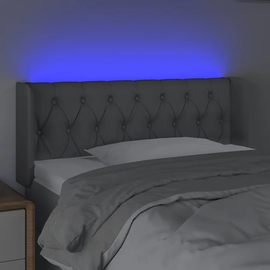 Tête de lit à LED Gris clair 103x16x78/88 cm Tissu - 4