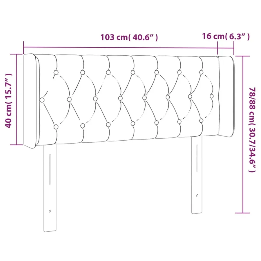 Tête de lit à LED Gris clair 103x16x78/88 cm Tissu - 6