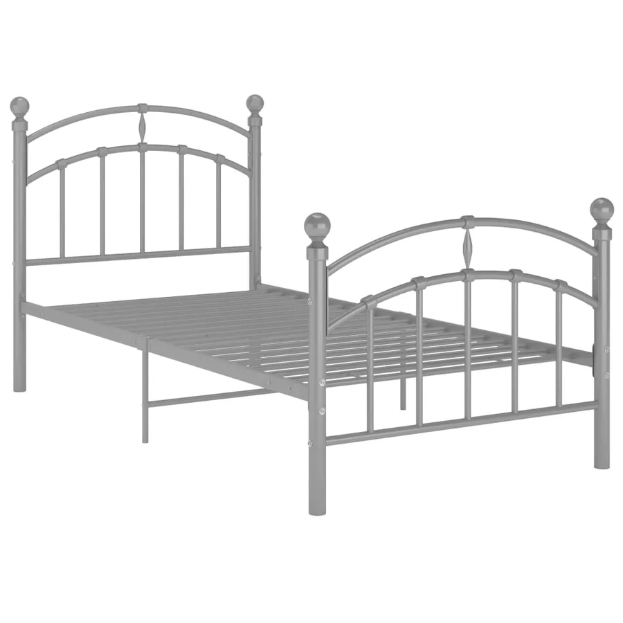 Cadre de lit sans matelas gris métal 90x200 cm - 2