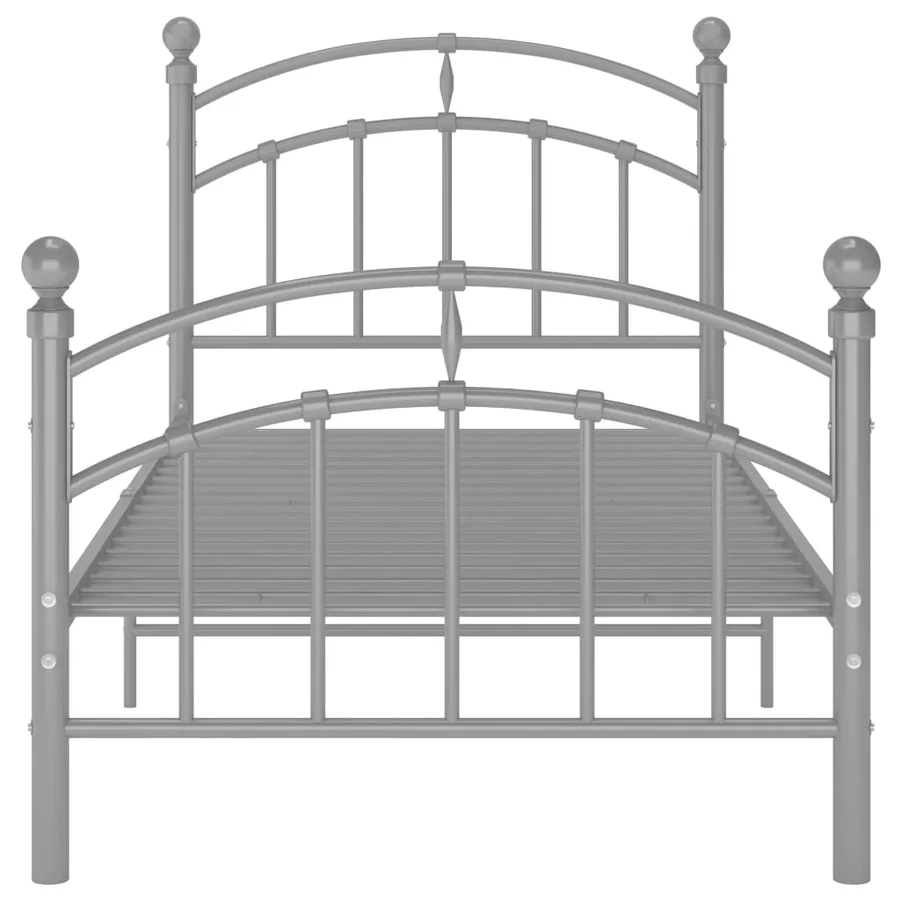 Cadre de lit sans matelas gris métal 90x200 cm - 3