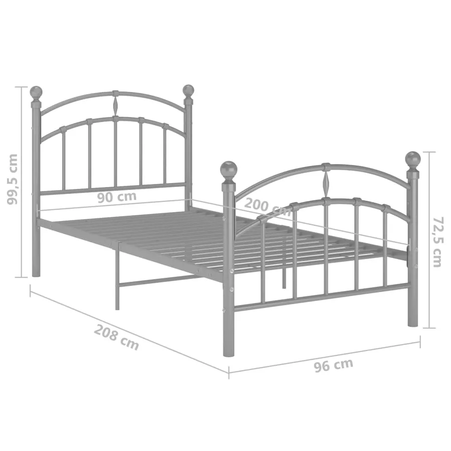 Cadre de lit sans matelas gris métal 90x200 cm - 7