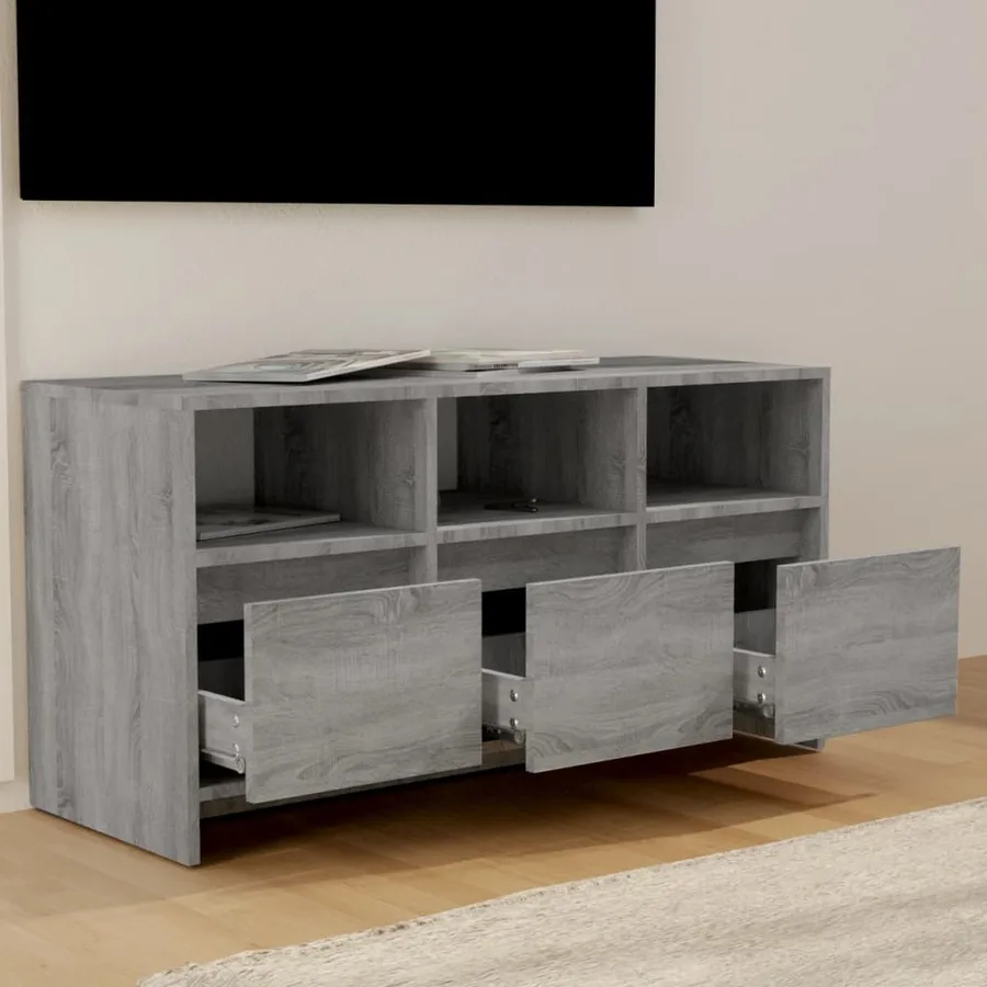 Meuble TV Sonoma gris 102x37,5x52,5 cm Bois d'ingénierie - 3
