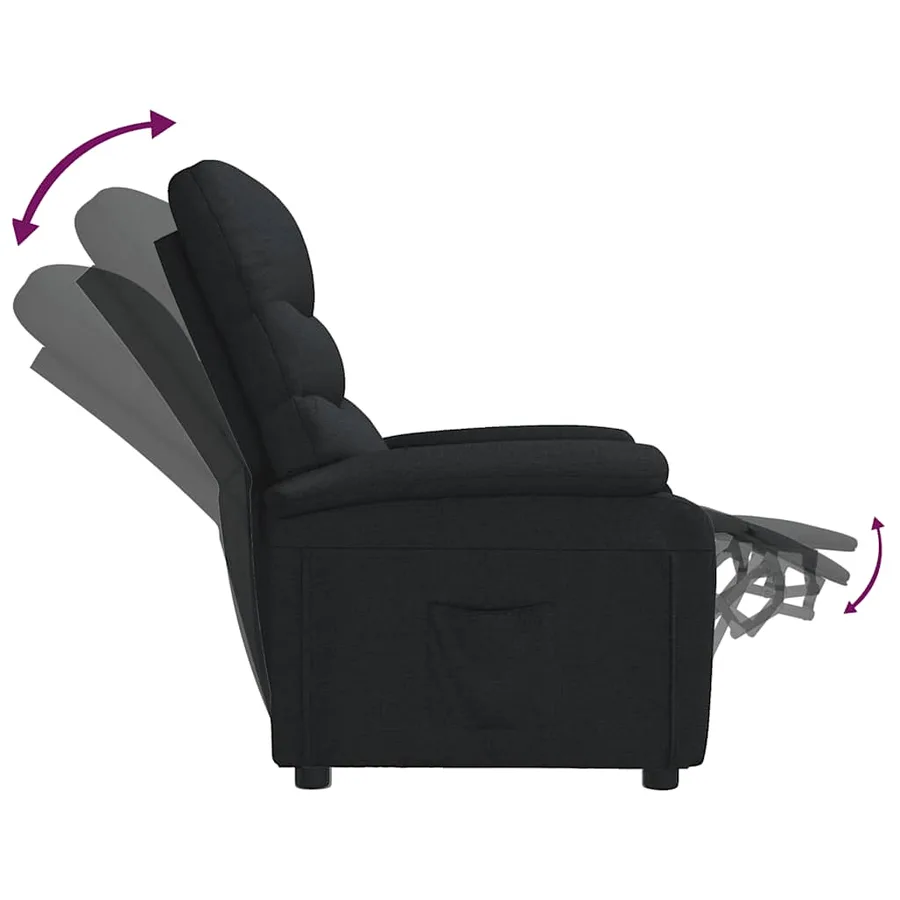 Fauteuil inclinable Noir Tissu - 6