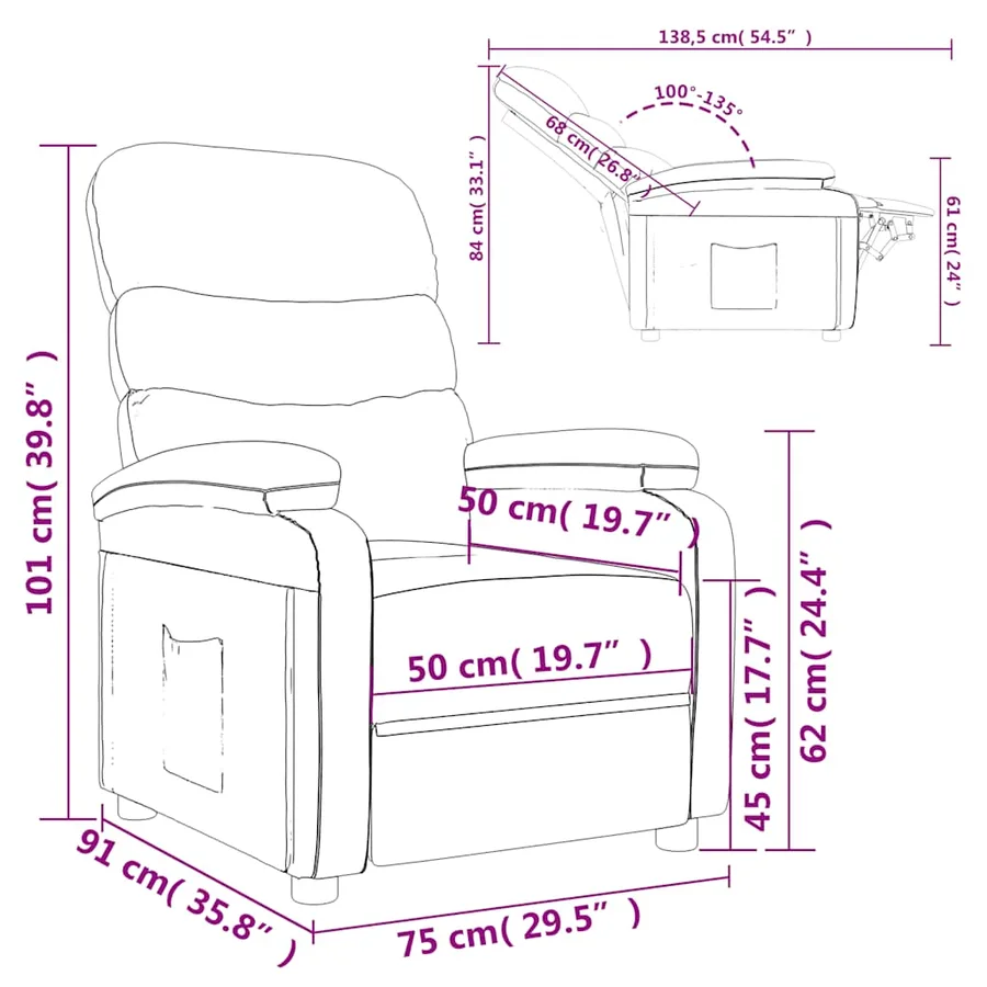 Fauteuil inclinable Noir Tissu - 9