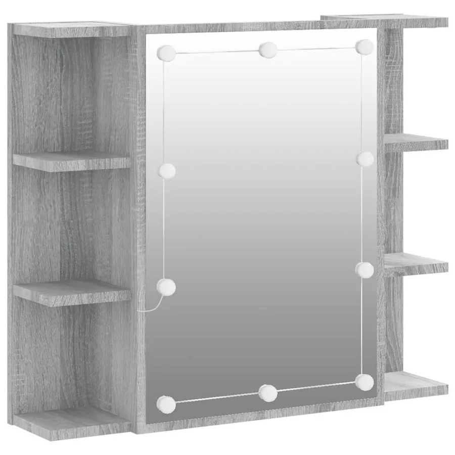 Armoire à miroir avec LED Sonoma gris 70x16,5x60 cm - 2