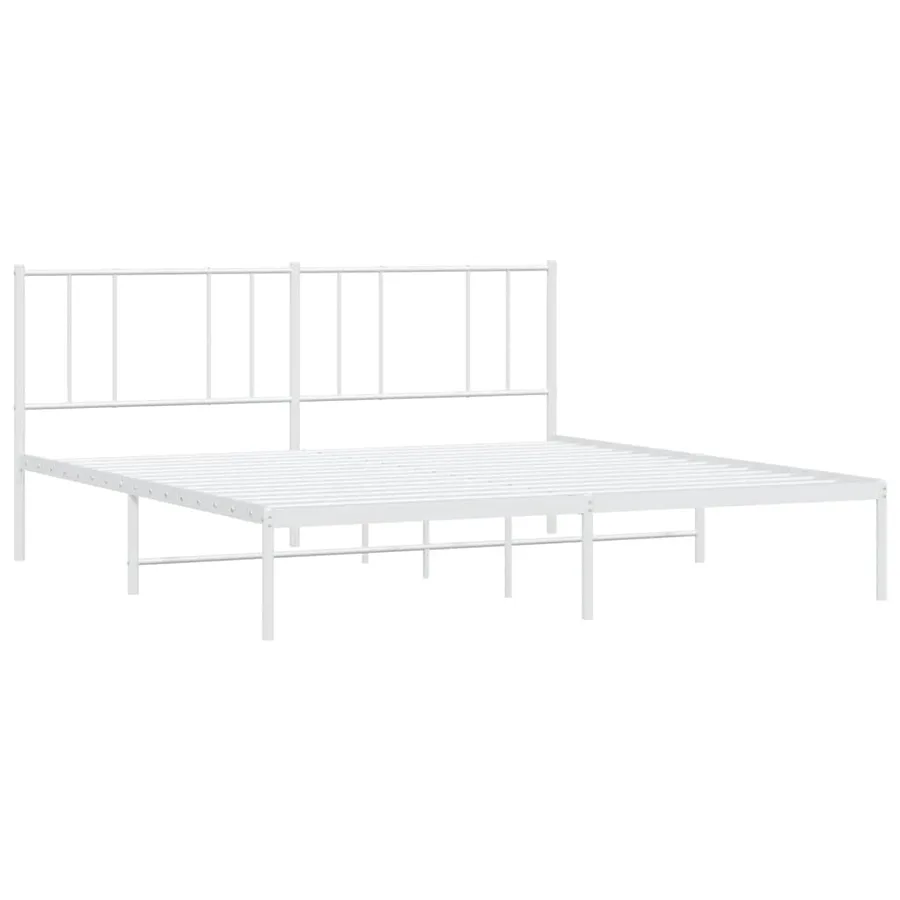 Cadre de lit métal sans matelas et tête de lit blanc 200x200 cm - 3