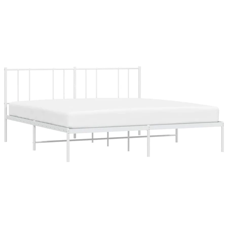 Cadre de lit métal sans matelas et tête de lit blanc 200x200 cm - 5