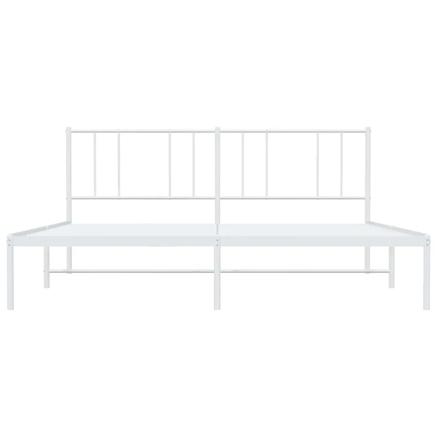 Cadre de lit métal sans matelas et tête de lit blanc 200x200 cm - 6
