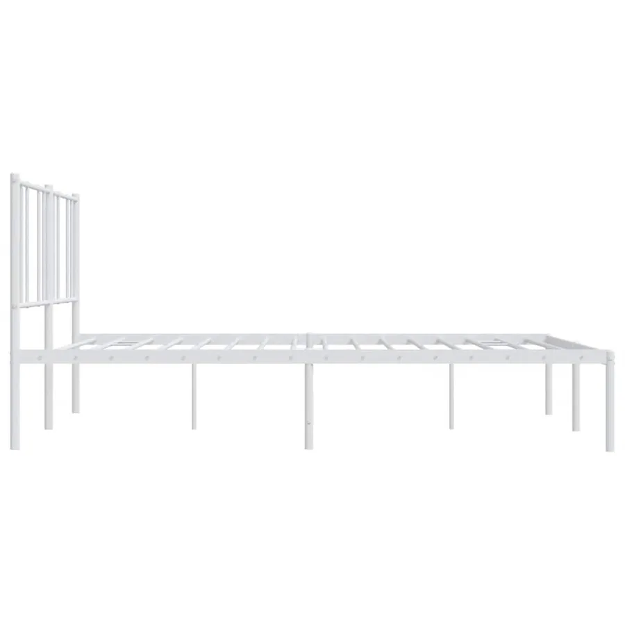 Cadre de lit métal sans matelas et tête de lit blanc 200x200 cm - 7