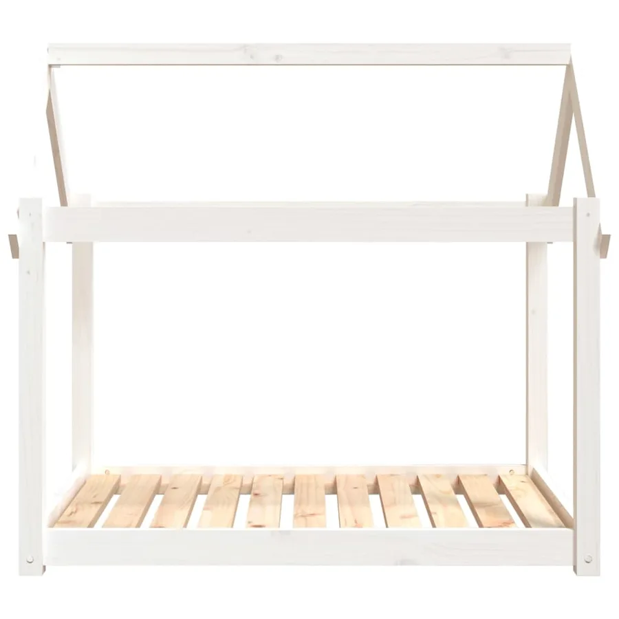 Lit pour chien Blanc 101x70x90 cm Bois de pin solide - 5