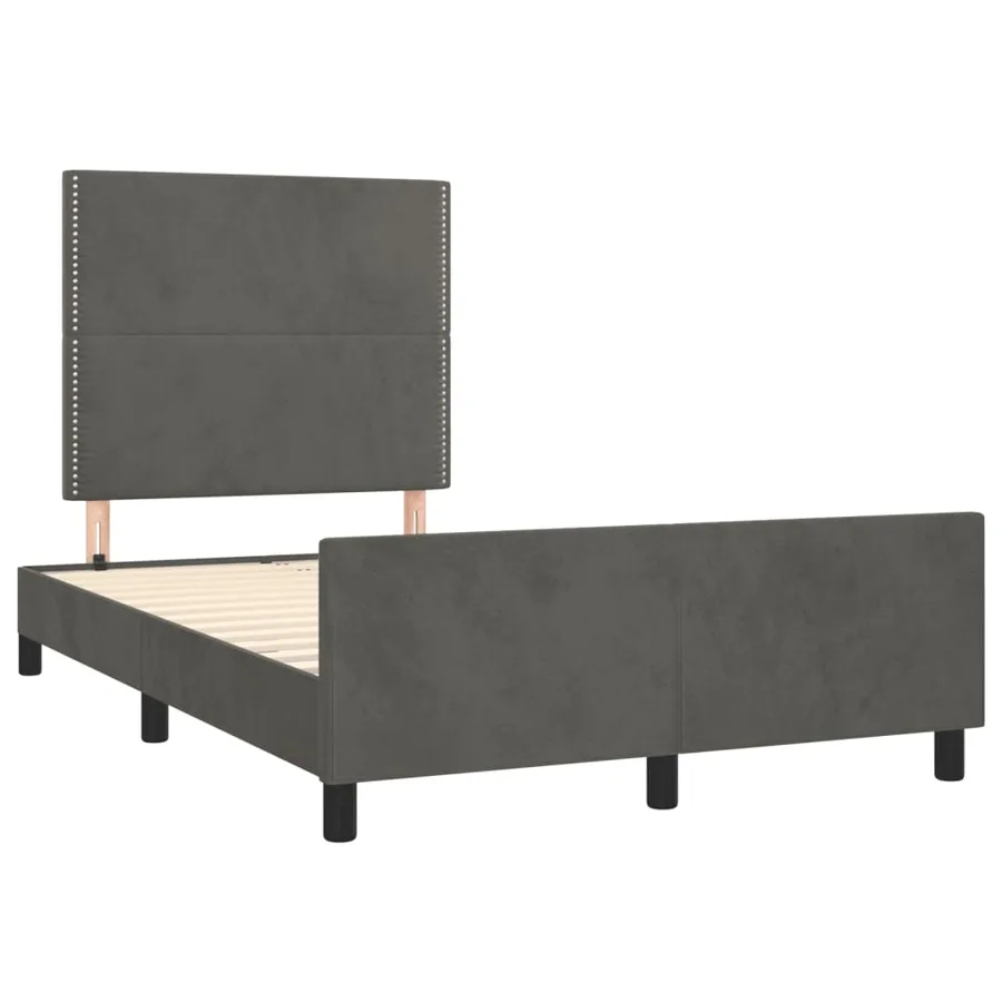Cadre de lit sans matelas gris foncé 120x200 cm velours - 4