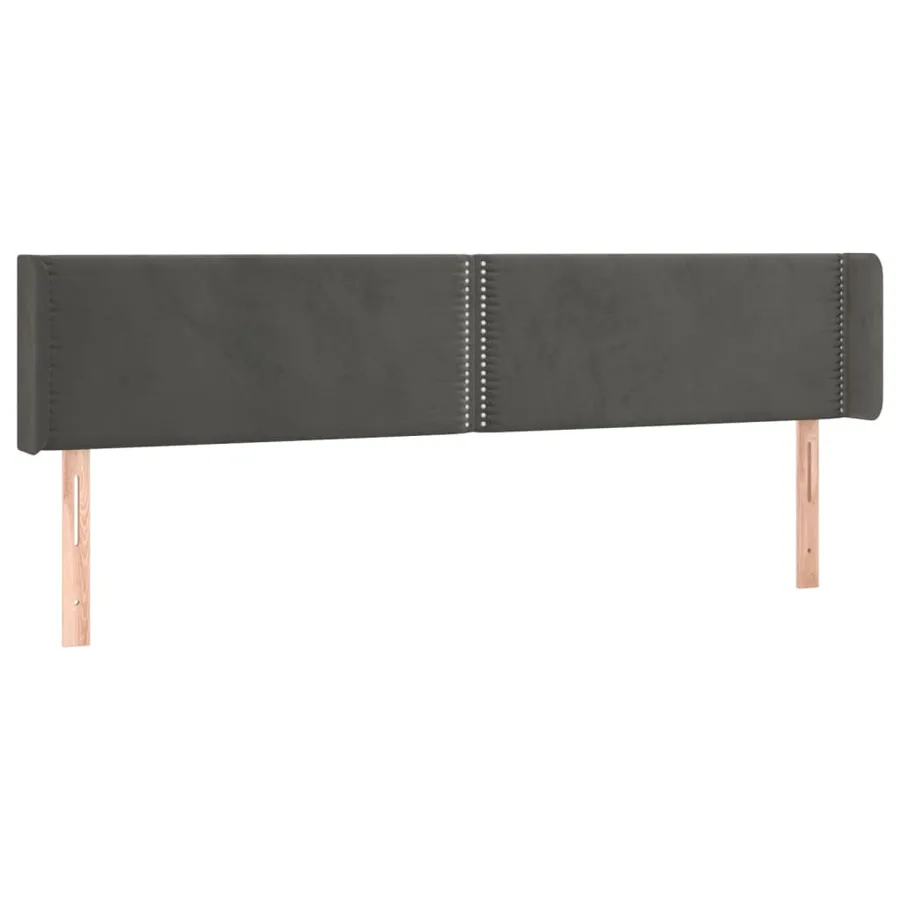 Tête de lit avec oreilles Gris foncé 203x16x78/88 cm Velours - 2