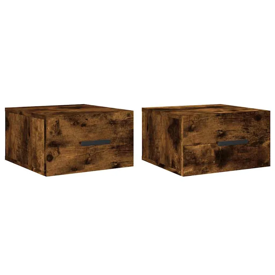 Tables de chevet murales 2 pcs chêne fumé 35x35x20 cm - 2