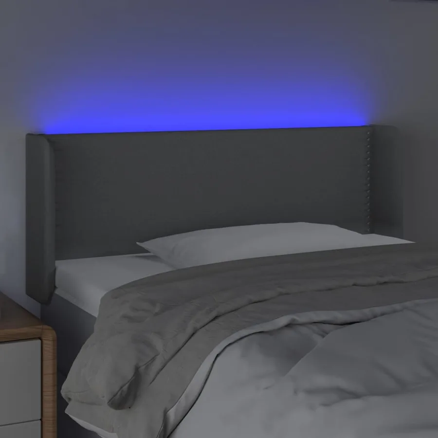 Tête de lit à LED Gris clair 93x16x78/88 cm Tissu - 4