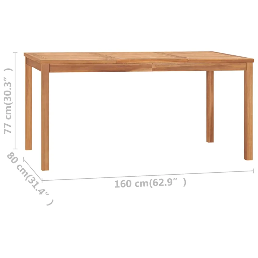 Ensemble de salle à manger de jardin 5 pièces 160 x 80 cm en bois de teck massif - 17