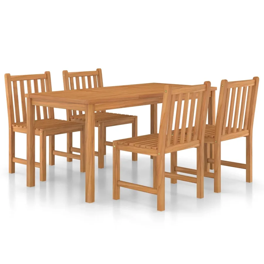 Ensemble de salle à manger de jardin 5 pièces 160 x 80 cm en bois de teck massif - 2