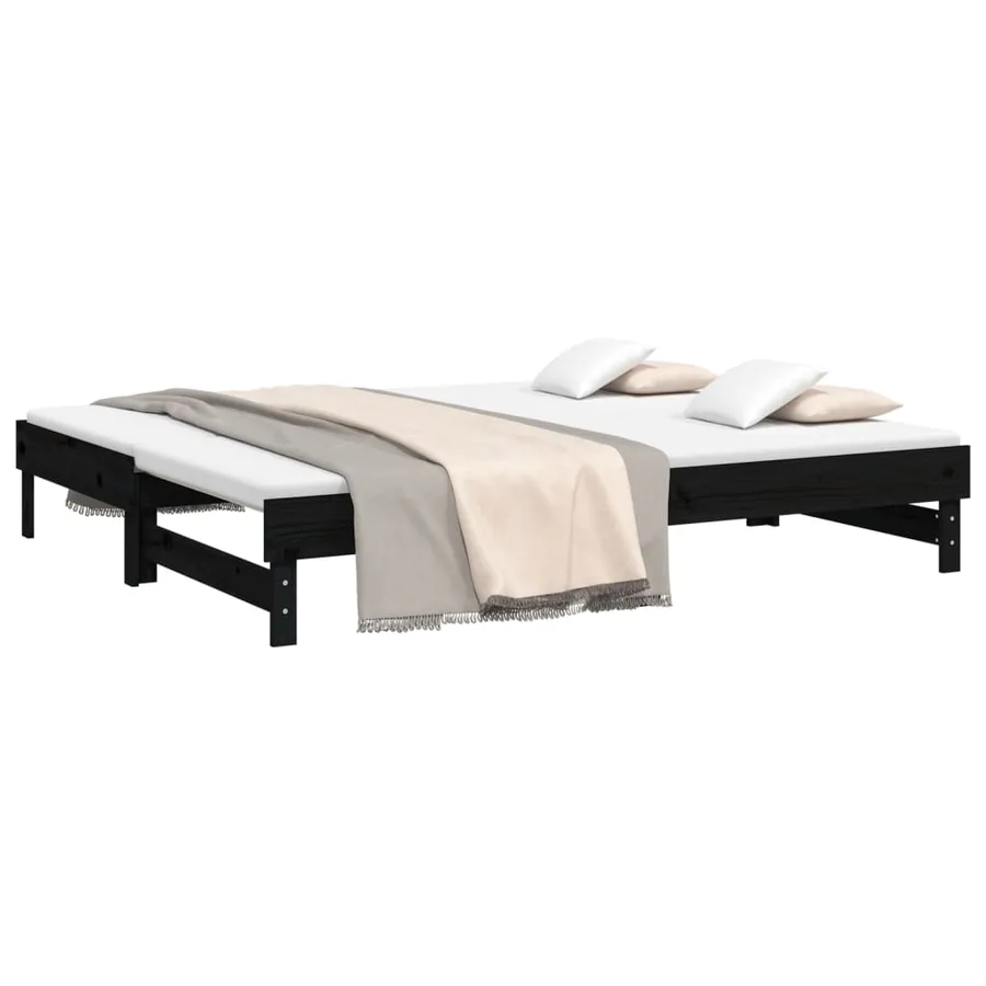 Lit coulissant sans matelas noir 2x(90x200) cm - 3