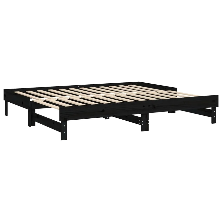 Lit coulissant sans matelas noir 2x(90x200) cm - 7