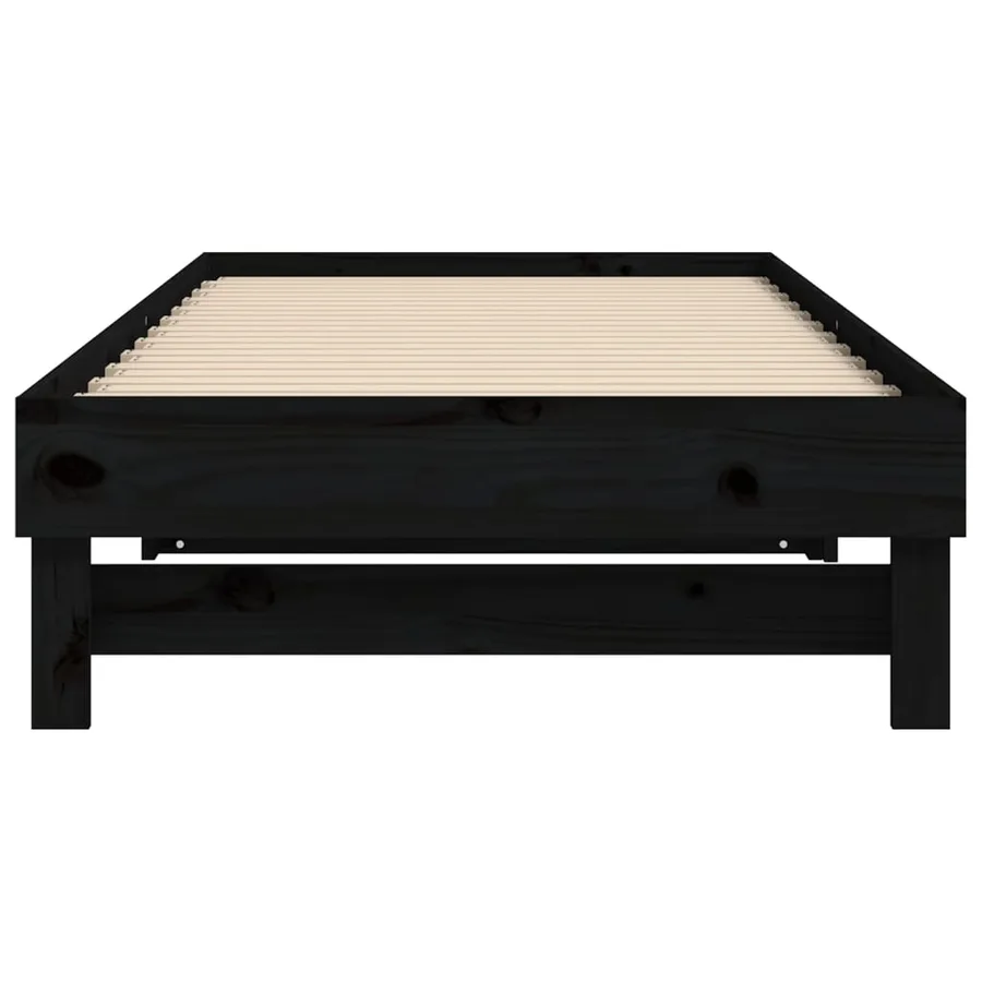 Lit coulissant sans matelas noir 2x(90x200) cm - 9
