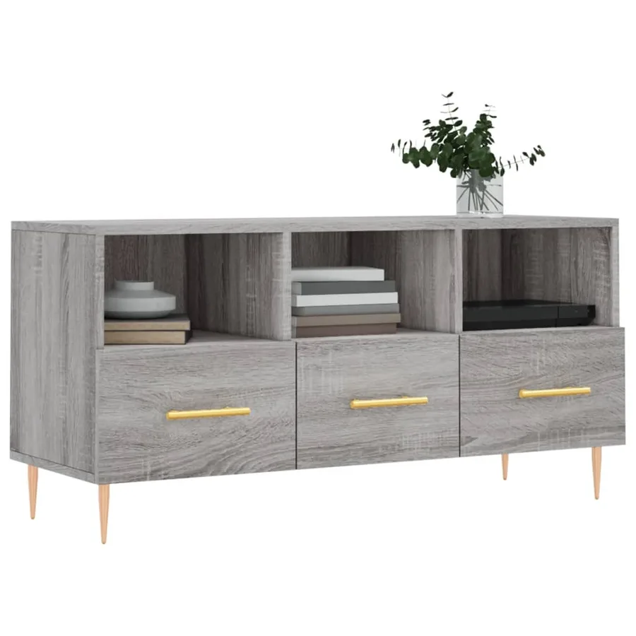 Meuble TV sonoma gris 102x36x50 cm bois d'ingénierie - 3