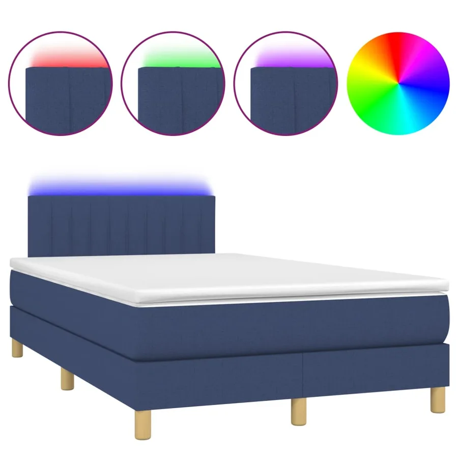 Sommier à lattes de lit avec matelas LED Bleu 120x200 cm Tissu - 2