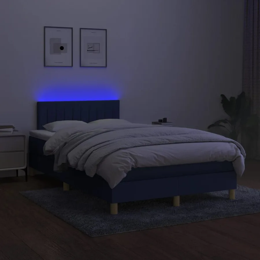 Sommier à lattes de lit avec matelas LED Bleu 120x200 cm Tissu - 3