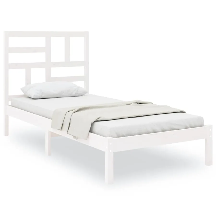 Cadre de lit sans matelas blanc bois massif 90x200 cm - 2