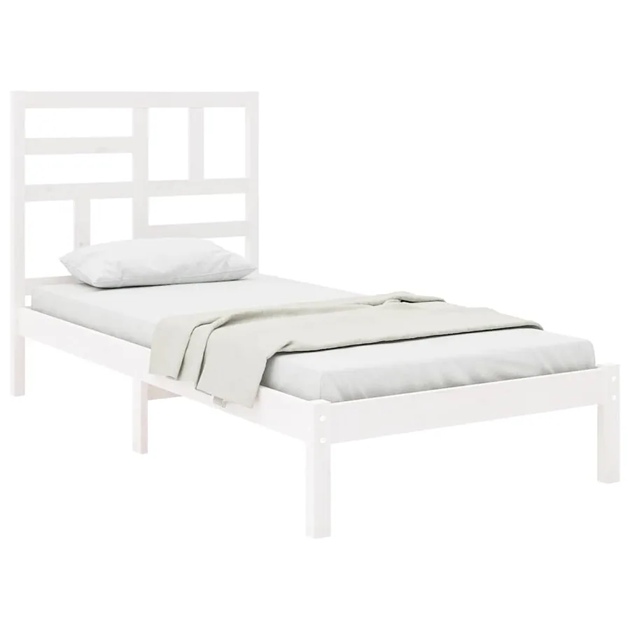 Cadre de lit sans matelas blanc bois massif 90x200 cm - 3