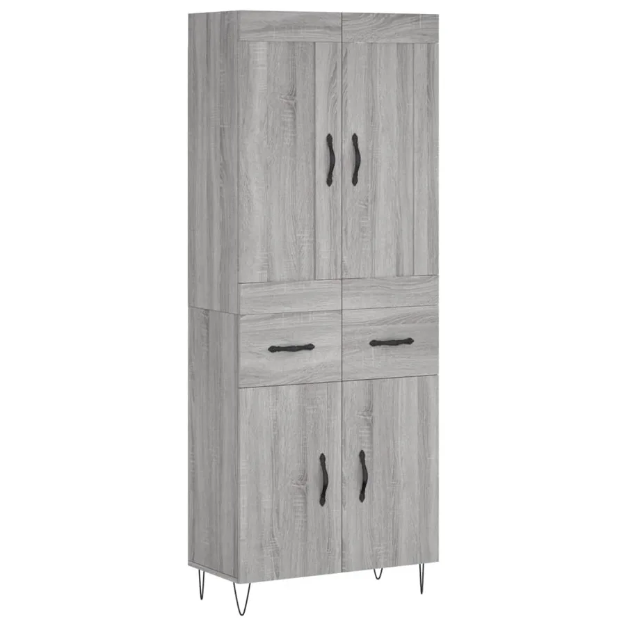 Buffet haut Sonoma gris 69,5x34x180 cm Bois d'ingénierie - 2
