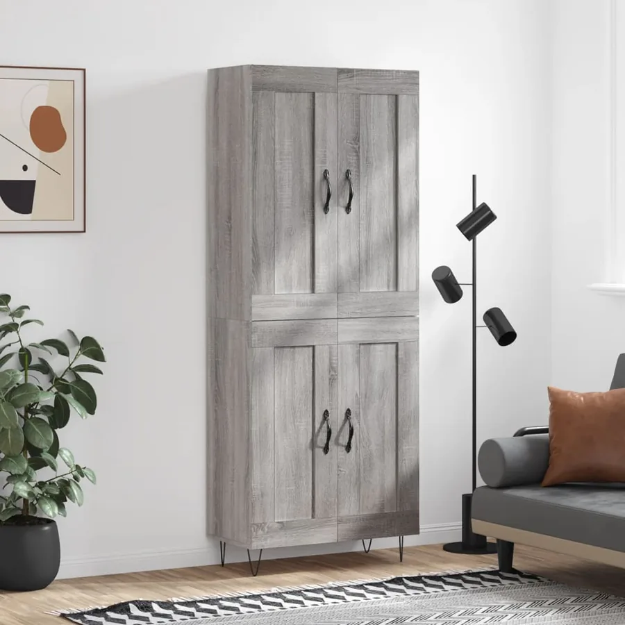 Buffet haut Sonoma gris 69,5x34x180 cm Bois d'ingénierie
