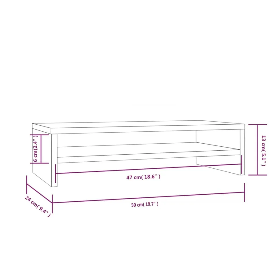 Support de moniteur 50x24x13 cm Bois de pin solide - 8