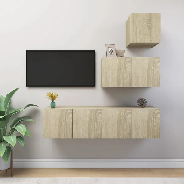 Ensemble de meubles TV 4 pcs Chêne sonoma Bois d'ingénierie