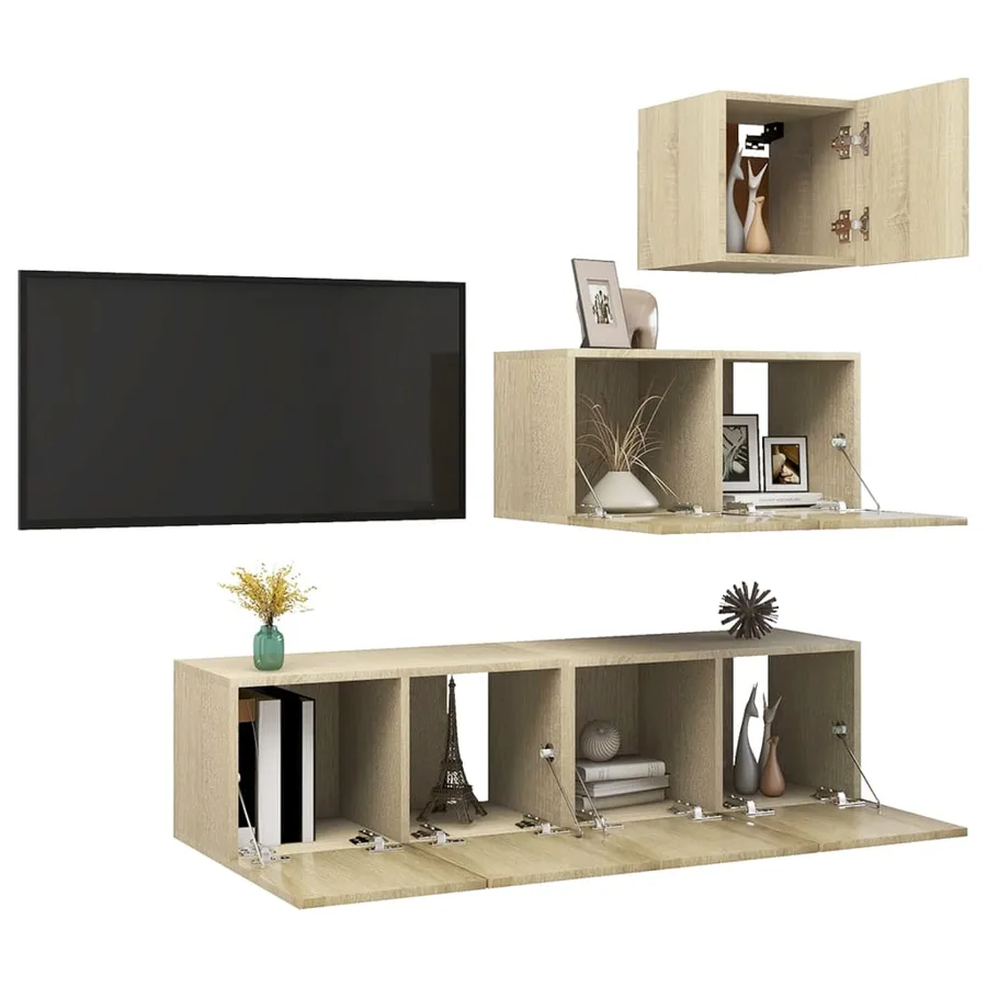 Ensemble de meubles TV 4 pcs Chêne sonoma Bois d'ingénierie - 3