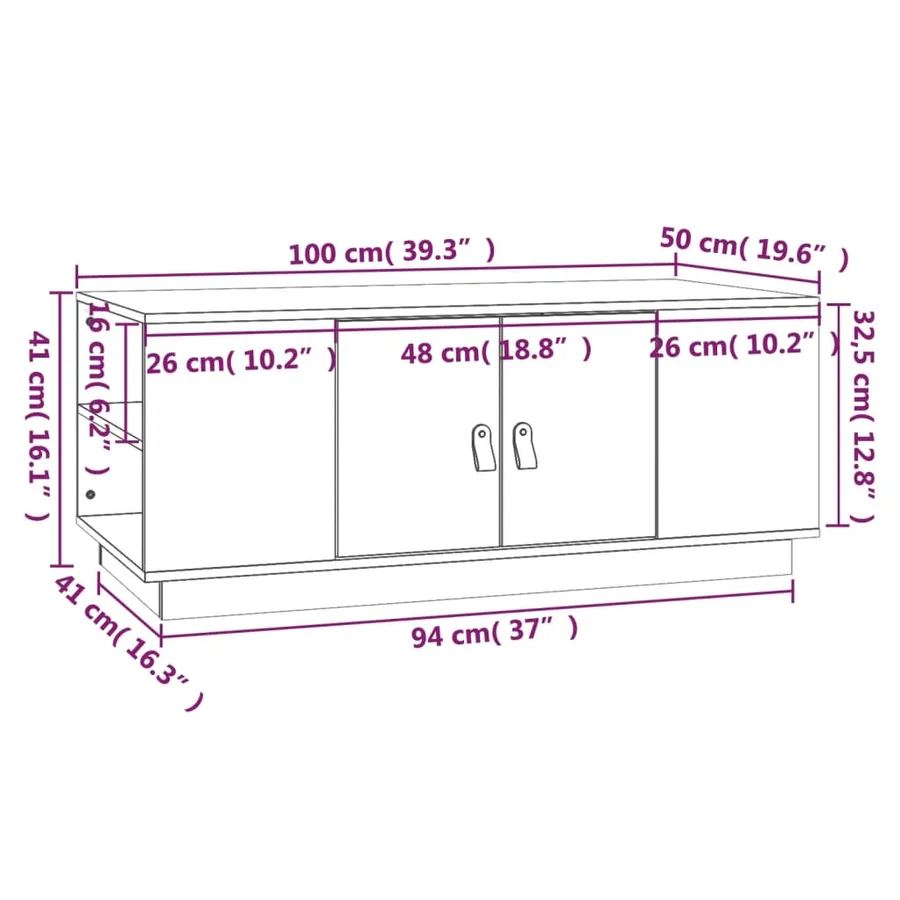 Table basse Blanc 100x50x41 cm Bois massif de pin - 10