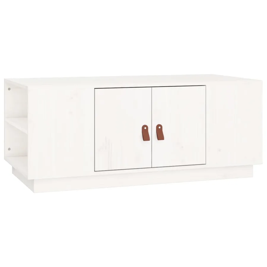 Table basse Blanc 100x50x41 cm Bois massif de pin - 2