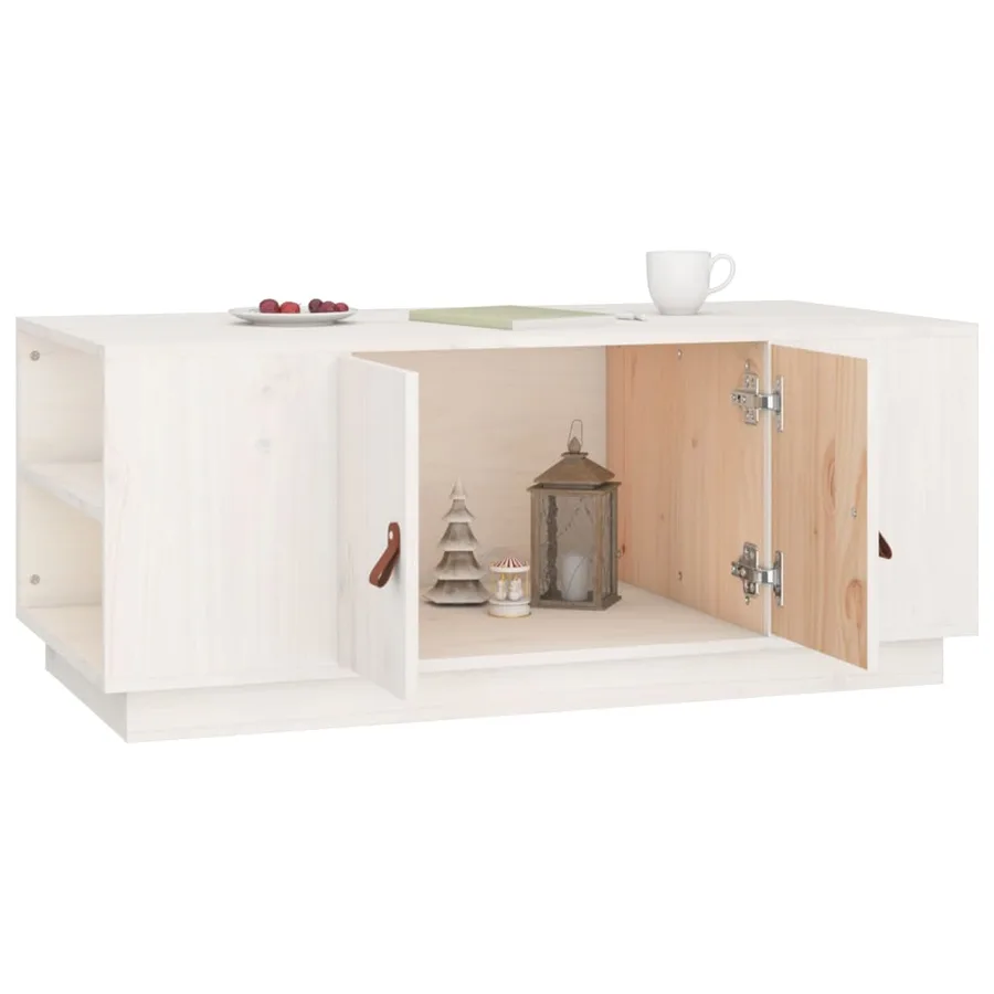 Table basse Blanc 100x50x41 cm Bois massif de pin - 4