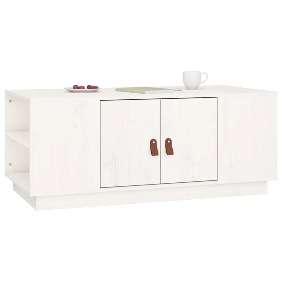 Table basse Blanc 100x50x41 cm Bois massif de pin - 5