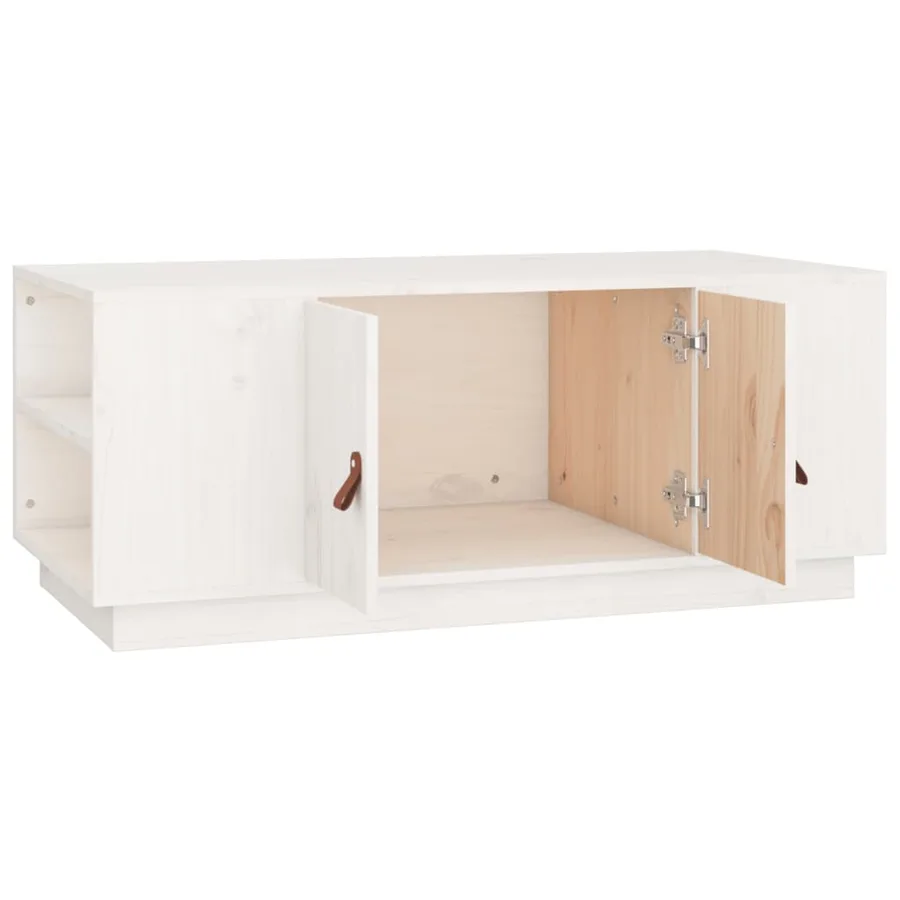 Table basse Blanc 100x50x41 cm Bois massif de pin - 7