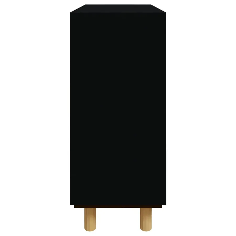 Buffet Noir 60x30x70 cm Bois de pin massif et rotin naturel - 6