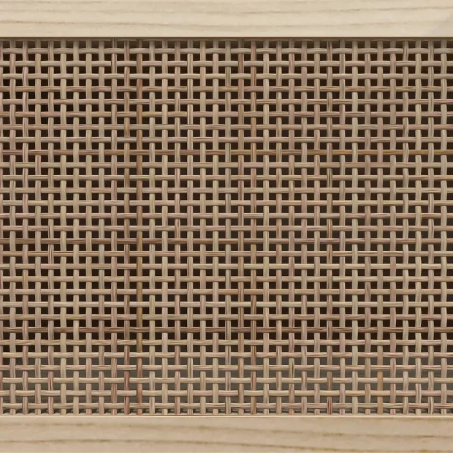 Buffet Noir 60x30x70 cm Bois de pin massif et rotin naturel - 7