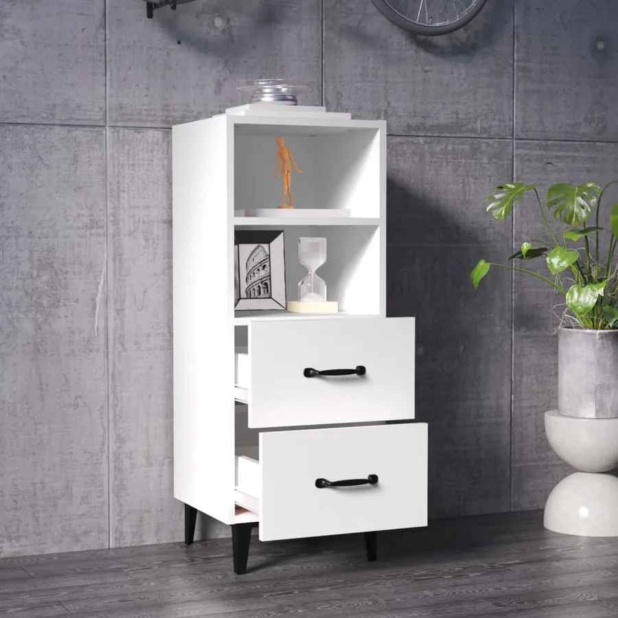 Buffet Blanc 34,5x34x90 cm Bois d'ingénierie - 3