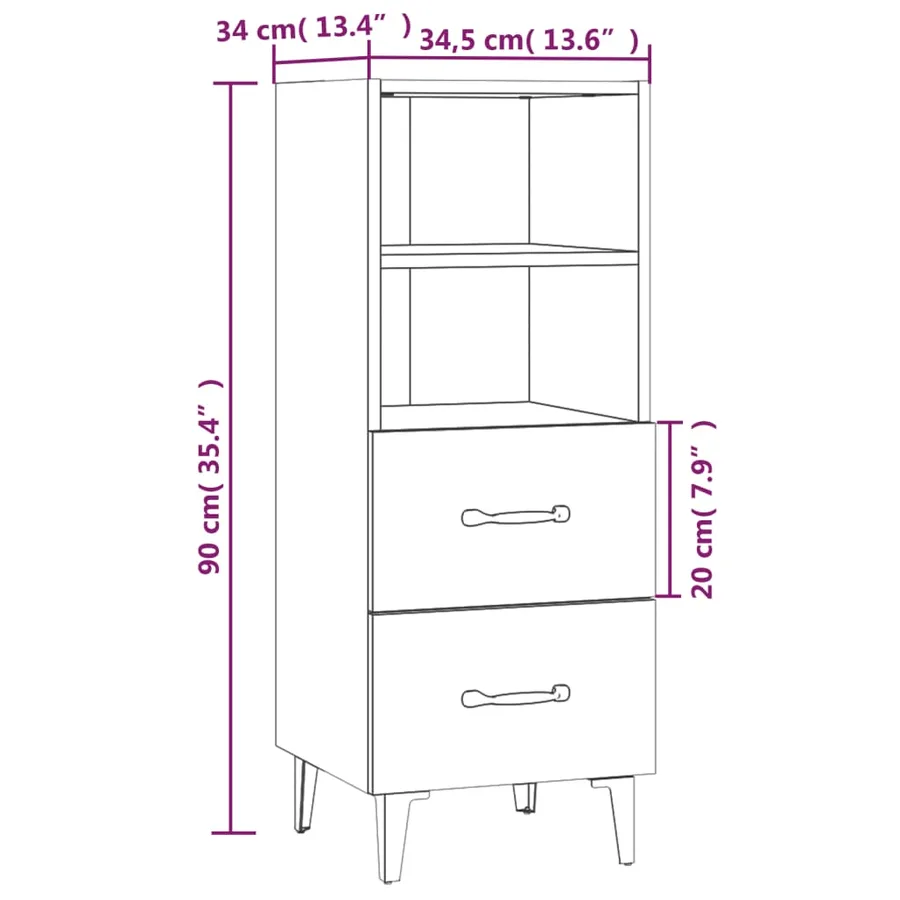Buffet Blanc 34,5x34x90 cm Bois d'ingénierie - 8