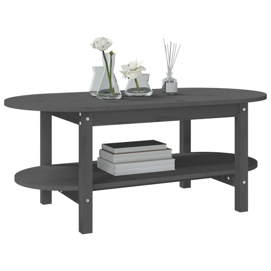 Table basse Gris 110x55x45 cm Bois massif de pin - 4