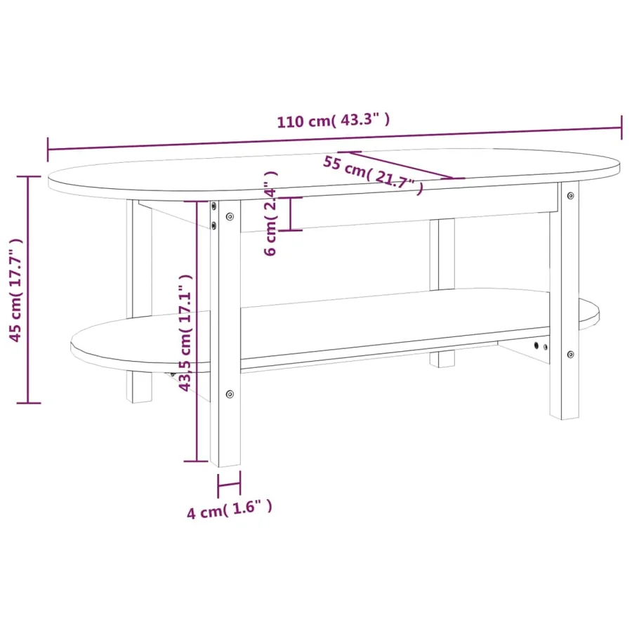 Table basse Gris 110x55x45 cm Bois massif de pin - 8