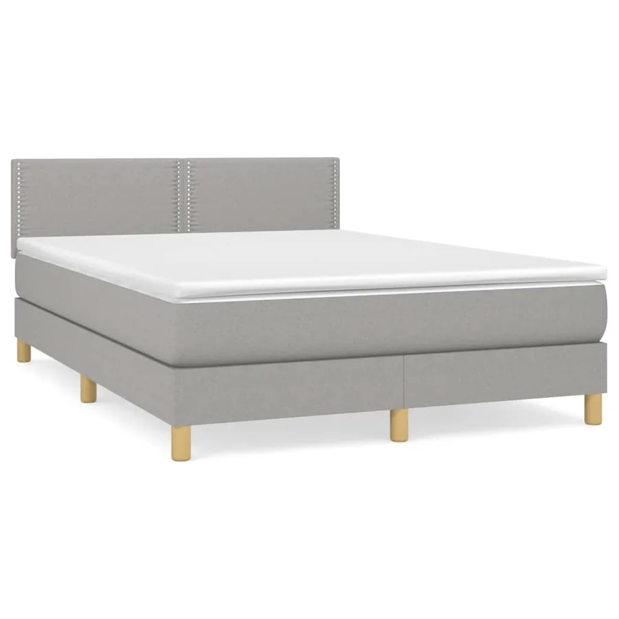 Sommier à lattes de lit avec matelas Gris clair 140x200cm Tissu - 2