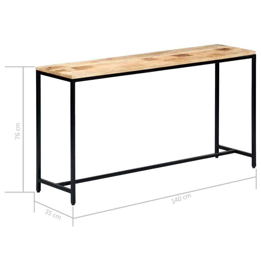 Table console 140 x 35 x 76 cm Bois de manguier massif brut - 6