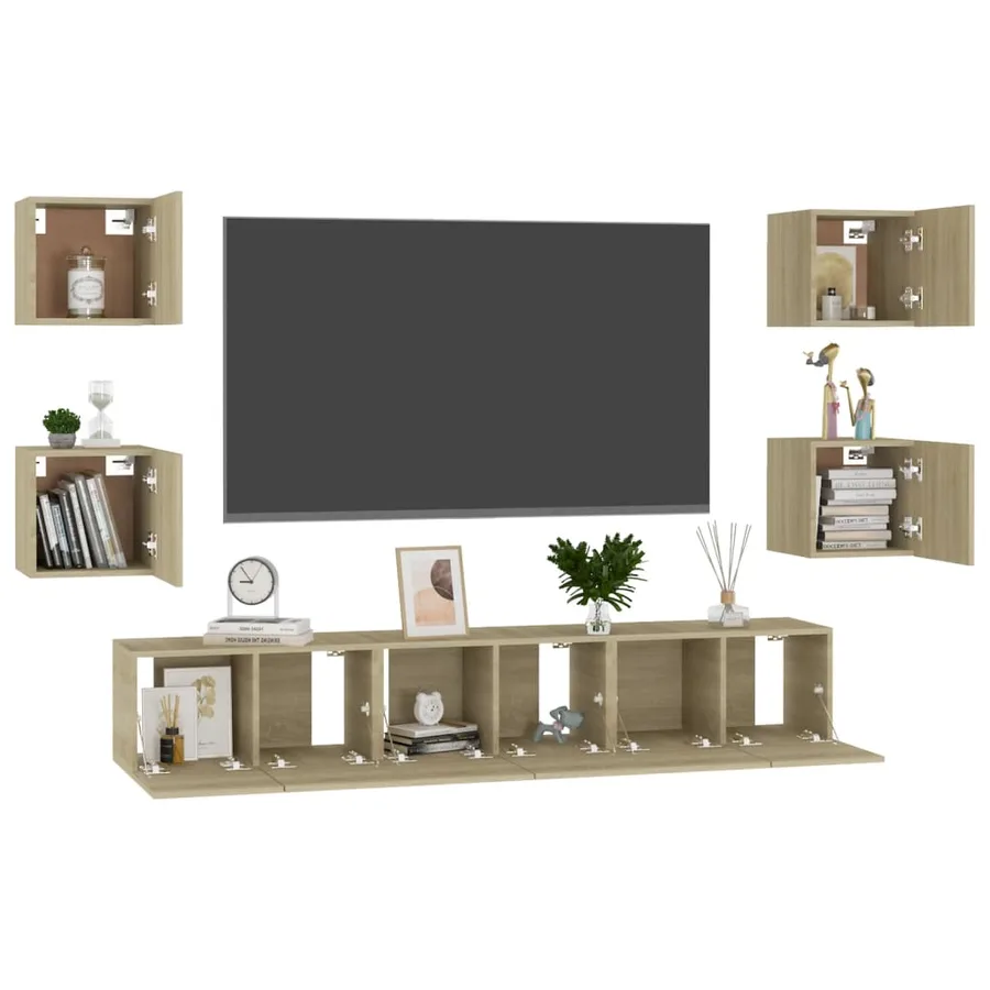 Ensemble de meubles TV 7 pcs Chêne sonoma Bois d'ingénierie - 3