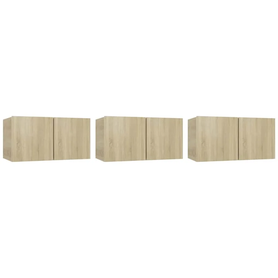 Meubles TV suspendus 3 pcs Chêne sonoma 60x30x30 cm - 2